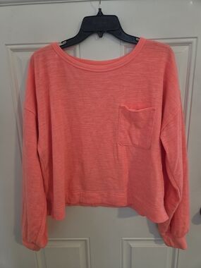 aerie Coral Crew Neck Top
